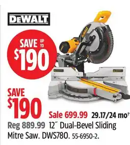 Canadian Tire Dewalt 12˝ Dual-Bevel Sliding Mitre Saw offer