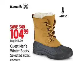 Canadian Tire Quest Men's Winter Boots. Selected sizes offer