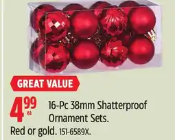 Canadian Tire For Living 16-Pc 38mm Shatterproof Ornament Sets offer