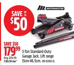 Canadian Tire 3-Ton Standard-Duty Garage Jack. Lift range 13cm-46.5cm offer