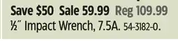 Canadian Tire Mastercraft 1β2Λ Impact Wrench, 7.5A offer