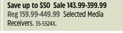 Canadian Tire Selected Media Receivers offer
