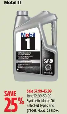Canadian Tire Mobil 1 Synthetic Motor Oil offer