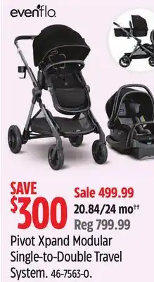 Canadian Tire Evenflo Pivot Xpand Modular Single-to-Double Travel System offer