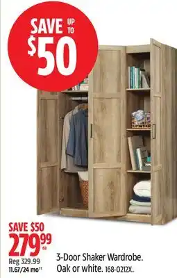 Canadian Tire Sauder 3-Door Shaker Wardrobe offer