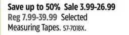 Canadian Tire Mastercraft Selected Measuring Tapes offer