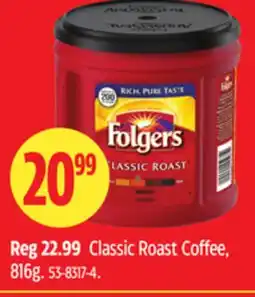 Canadian Tire Folgers Classic Roast Coffee, 816g offer