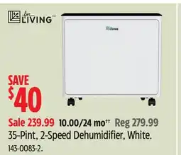 Canadian Tire For Living 35-Pint, 2-Speed Dehumidifier, White offer