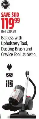 Canadian Tire Hoover Bagless with Upholstery Tool, Dusting Brush and Crevice Tool offer