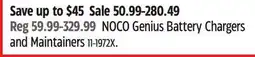 Canadian Tire NOCO Genius Battery Chargers and Maintainers offer