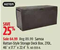 Canadian Tire keter Samoa Rattan-Style Storage Deck Box, 270L offer