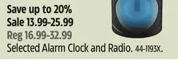 Canadian Tire Selected Alarm Clock and Radio offer