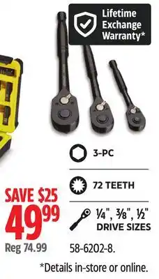 Canadian Tire Stanley 3-PC, ¼ , ⅜ , ½ DRIVE SIZES offer