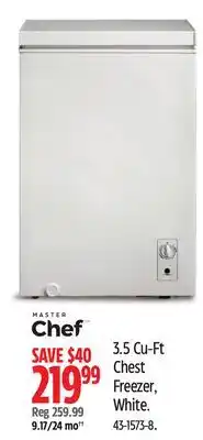 Canadian Tire Master Chef 3.5 Cu-Ft Chest Freezer, White offer