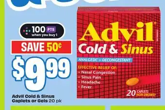 Chalo FreshCo Advil Cold & Sinus Caplets or Gels 20 pk offer