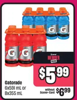 Chalo FreshCo Gatorade 6 x 591 ml or 8 x 355 ml offer