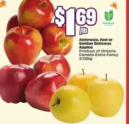 Chalo FreshCo Ambrosia, Red or Golden Delicous Apples Product of Ontario Canada Extra Fancy offer
