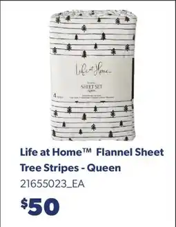Real Canadian Superstore LIFE AT HOME FLANNEL SHEET TREE STRIPES, QUEEN offer