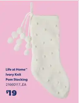 Real Canadian Superstore LIFE AT HOME IVORY KNIT POM STOCKING offer