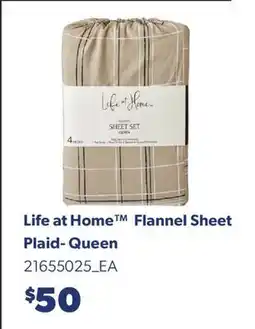 Real Canadian Superstore LIFE AT HOME FLANNEL SHEET PLAID- QUEEN offer