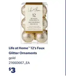 Real Canadian Superstore LIFE AT HOME 12'S FAUX GLITTER ORNAMENTS offer