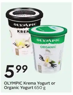 Sobeys OLYMPIC Krema Yogurt or Organic Yogurt offer