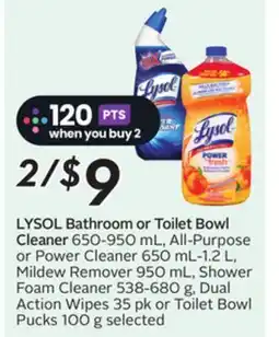 Sobeys LYSOL Bathroom or Toilet Bowl Cleaner offer
