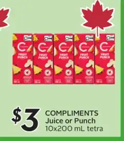 Sobeys COMPLIMENTS Juice offer
