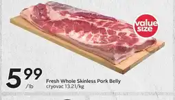 Sobeys Fresh Whole Skinless Pork Belly offer