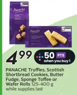 Sobeys PANACHE Truffles, Scottish Shortbread Cookies, Butter Fudge, Sponge Toffee or Wafer Rolls offer