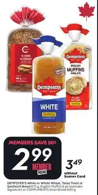 Sobeys DEMPSTER'S White or Whole Wheat, Texas Toast or Sandwich Bread offer