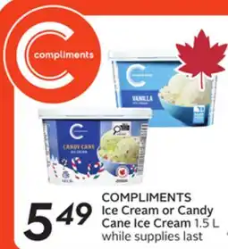 Sobeys COMPLIMENTS Ice Cream or Candy Cane Ice Cream offer