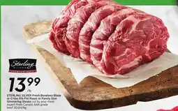 Sobeys STERLING SILVER Fresh Boneless Blade or Cross Rib Pot Roast or Family Size Simmering Steaks offer