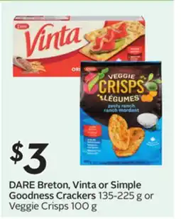 Sobeys DARE Breton, Vinta or Simple Goodness Crackers offer