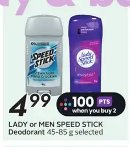 Sobeys LADY or MEN SPEED STICK Deodorant offer