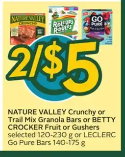 Sobeys NATURE VALLEY Crunchy or Trail Mix Granola Bars or BETTY CROCKER Fruit or Gushers offer