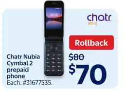 Walmart Chatr Nubia Cymbal 2 prepaid phone offer