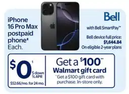 Walmart iPhone 16 Pro Max postpaid phone‡ offer