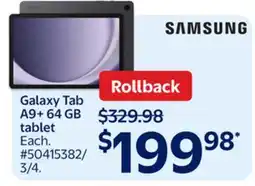 Walmart Galaxy Tab tablet A9+64 GB offer
