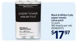 Walmart Black & White 2-ply paper towels value pack offer