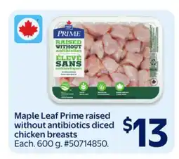 Walmart Maple Leaf Prime raised without antibiotics diced chicken breasts offer