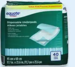 Walmart Equate disposable underpads 40-pack offer
