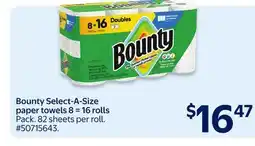Walmart Bounty Select-A-Size paper towels 8 = 16 rolls offer