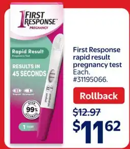Walmart First Response rapid result pregnancy test offer