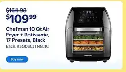 Walmart Chefman 10 Qt Air Fryer + Rotisserie, 17 Presets, Black offer