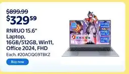 Walmart RNRUO 15.6 Laptop, 16GB/512GB, Win11, Office 2024, FHD offer