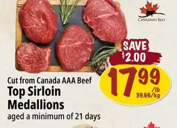 Farm Boy Cut from Canada AAA Beef Top Sirloin Medallions offer