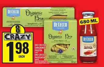 Food Basics DE CECCO ORGANIC PASTA OR DE CECCO PASSATA offer