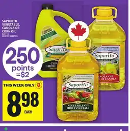 Food Basics SAPORITO VEGETABLE, CANOLA OR CORN OIL offer