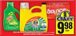Food Basics TIDE OR GAIN LAUNDRY DETERGENT OR BOUNCE DRYER SHEETS offer